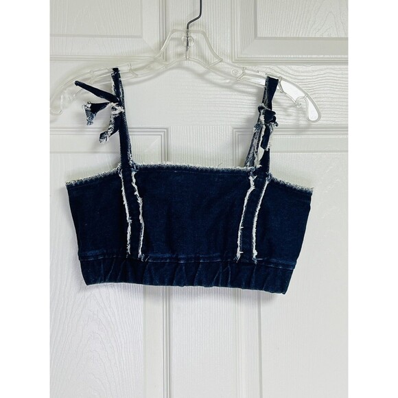 ZARA TRF Denim Crop Top Blue Size XS IX'D EUR XS - Picture 1 of 5